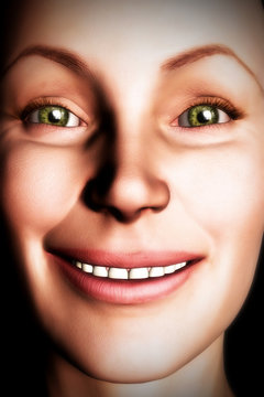 Digital Woman Smiling Face Close up