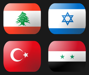 Turkey Syria Lebanon Israel Flag buttons illustration