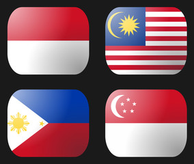 Naklejka premium Philippines Indonesia Malaysia Singapore Flag buttons