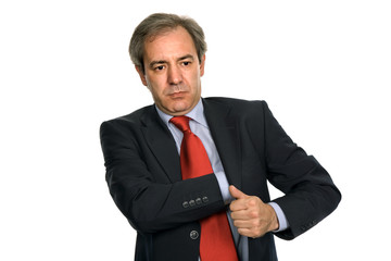 mature business man portrait in white background