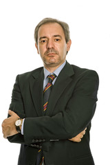 mature business man portrait in white background