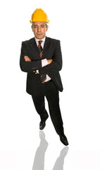 An engineer with yellow hat, isolated on white