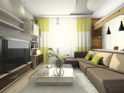 View on the modern apartment 3D