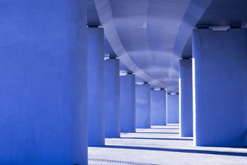 Support of the bridge in blue