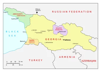 Fotobehang Map of Georgia (Caucasus) and regions © Christian Pauschert