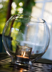 Lantern hanging with candle inside