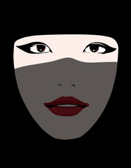 islamic woman covered with a black veil