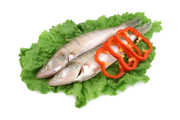 fresh fish with lettuce and paprika