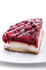 Raspberries Cream Cake on a Plate