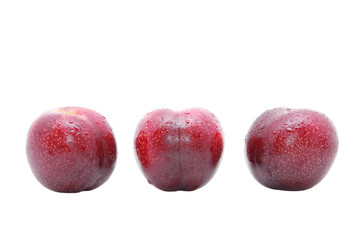 Plums on a white background