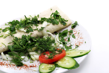 Meat in Pastry Isolated over White