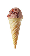 Chocolate ice cream isolated against white background