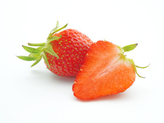 Fresh ripe strawberries isolated on white background