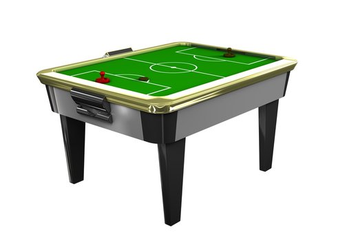 tabletop air hockey yellow and black on white background