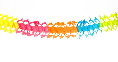 Colorful garland over white background