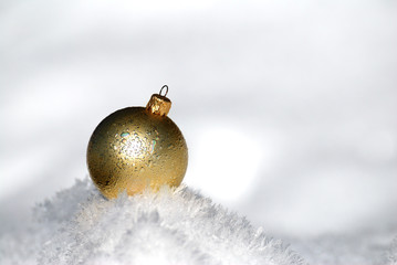 Christmas ball on snow