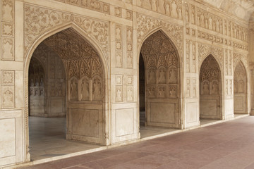 Fototapeta na wymiar White Marble Palace in the Red Fort at Agra