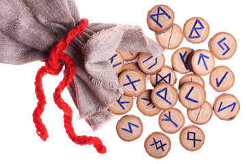runes and pouch isolated on white background - 9186496