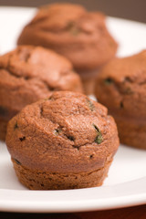 Freshly baked chocolate mint muffins