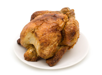grilled chicken on white background