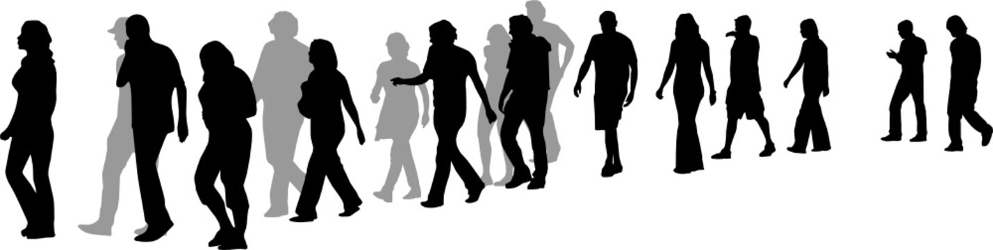 people walking in line, vector  illustration