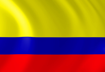 Colombian flag waving in the wind