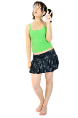 Fototapeta premium thinking young woman, isolated on white