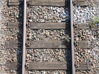 Eisenbahnschiene von oben