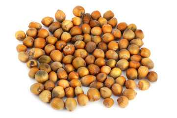 Wood nuts on a white