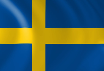 Swedish flag waving in the wind