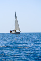 Sailboat on black sea - Crimea, Ukraine.