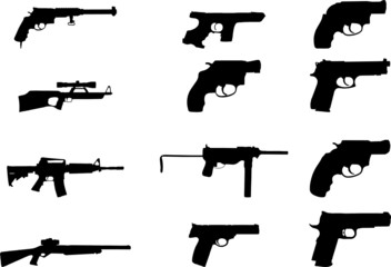 Guns. Set of 12 vector for web