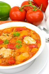 Gemüse Suppe -Auflauf-mit hühnerfleisch