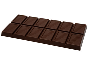 Tasty dark chocolate on a white background