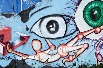 Mur graffitté, Olinda, Brésil.