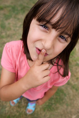 Caricature of a beautiful girl sending silence - wide-angle