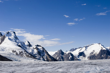 Jagged Peaks of the glacier on Alaska near Scagway.