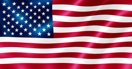 USA flag blowing in the wind illustration.