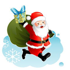 Vector illustration layered of Santa Claus and gift.
