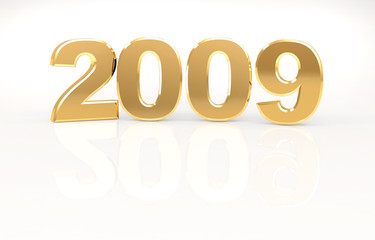 Three-dimensional golden figures 2009. Object over white