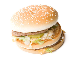 Hamburger isolated on a  white background.
