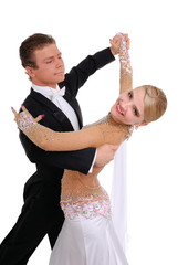 dancing couple isolated white background