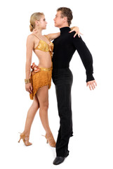 dancing couple isolated white background