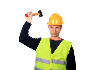 beautiful architect over white background