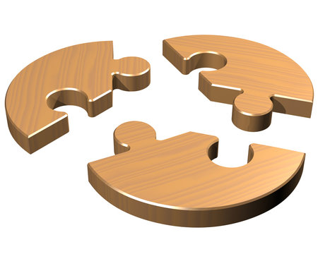 Round jigsaw with three pieces