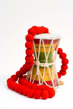 Colored african drum at white background