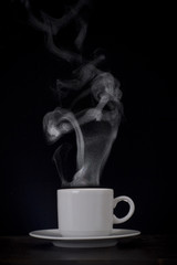 White coffe cup with steam