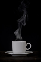 White coffe cup with steam