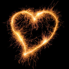 Sparkler heat heart. Design element for love card
