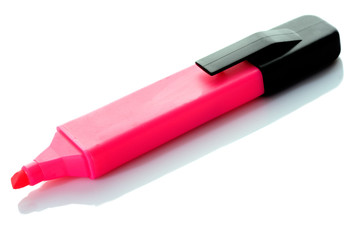 One fluorescent marker with reflection on the floor
